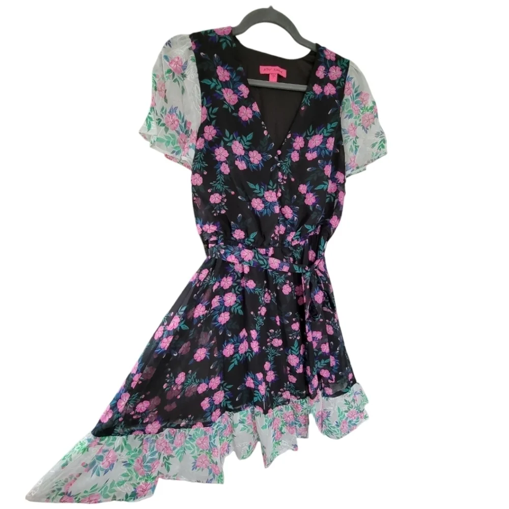 Betsey Johnson Sz 6 Floral Fit & Flare Mini Dress NWT Fairycore Retro Whimsical - Picture 6 of 13